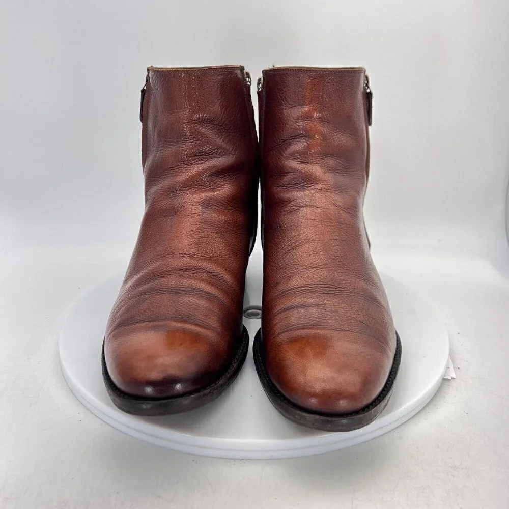 Sergio Rossi Chelsea Women Size US 7 UK 6 Ankle Boot Brown Leather Side Zip